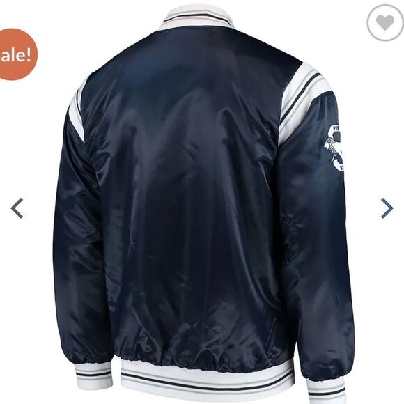 Starter‎ The Enforcer Penn State Navy Blue Satin Jacket M Nwt - Picture 3 of 7
